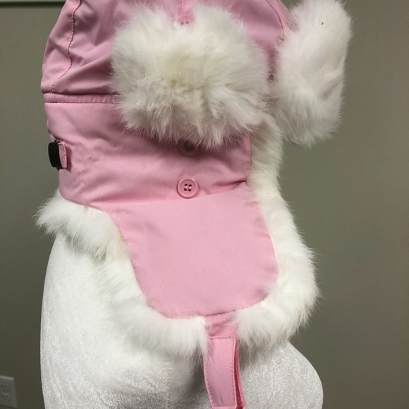 Pink Taslon Trapper with White Rabbit Fur Size S/M main image 6